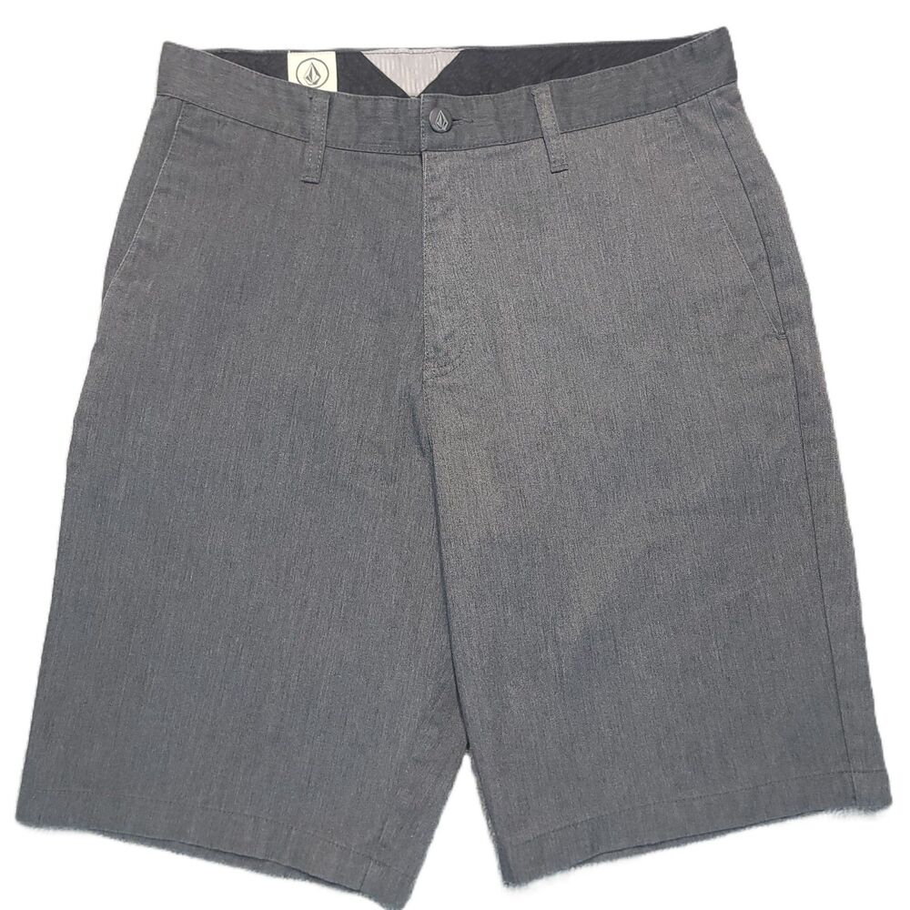 Volcom Mens 31 Frickin Chino Shorts Charcoal Gray 11" Inseam Stretch Surf Skate